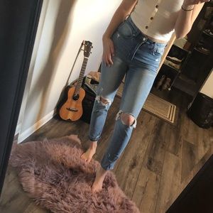 AE Distressed Mom Jeans